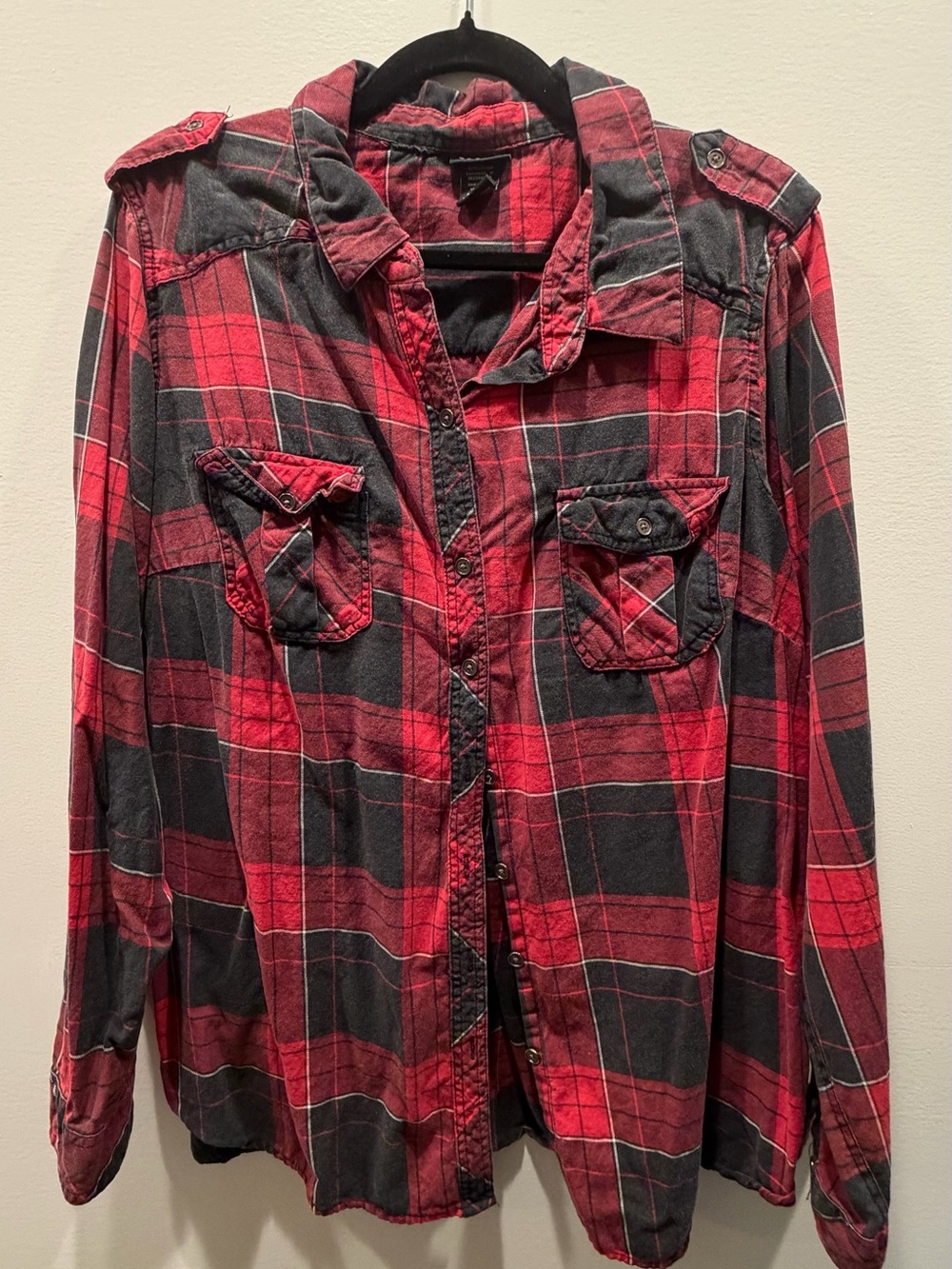 Torrid Red and Black Plaid Cotton Camp Shirt - Picture 7 of 9